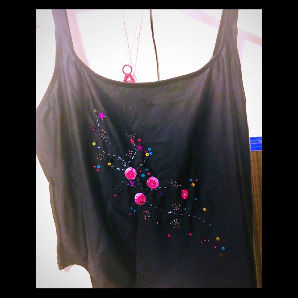 🛍 Black Embellished Tankini Top.  Pick 2 for $20!